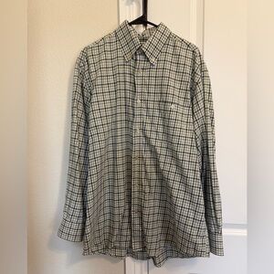 Men’s Orvis Green and White Plaid Button down Shirt